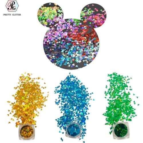 PrettyG DIY 1 Box Cartoon Mouse Head Nail Sequins Laser Letter Shape Glitter Flakes Manicure Art Decoration Accessories