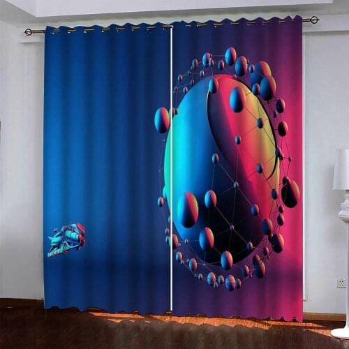 Blue curtains Customized 3d curtains new window balcony thickened windshield stars blackout curtains