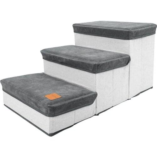 Foldable Pet Stairs Pet Steps 3-Step Storage Style Pet Stair Indoor Pet Ramp For Dogs Puppies Up To 55 Pounds Dog Bed Stairs