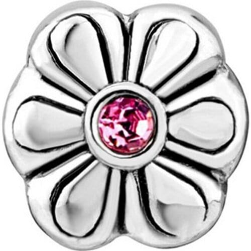 Slide bead Classic pink crystal flower beads fit authentic pandora bracelets jewelry making diy valentines gifts