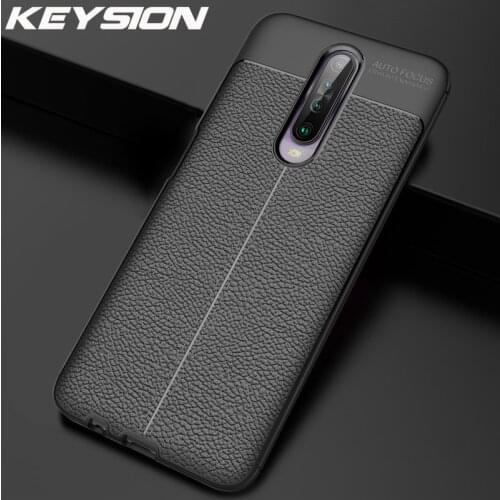 KEYSION Shockproof Case for Redmi K30 K20 Silicone Ltchi Leahter Texture Phone Cover for Redmi K30 5G K20 Note 8 Pro 8T 8 8A