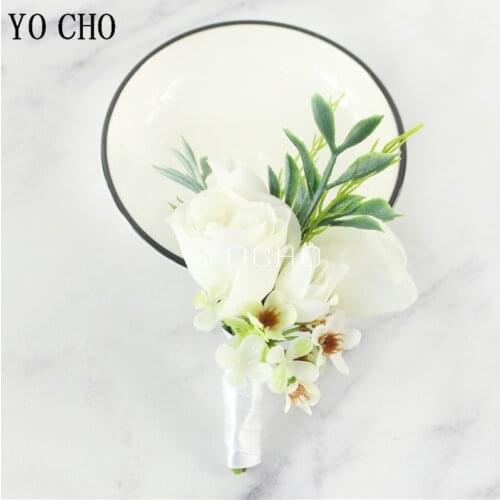 Women White Rose Flower Brooch Pin Prom Hand Flowers Man Wedding Boutonniere Cardigan Shirt Corsage Wedding Party Accessories