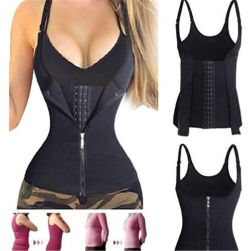Women Slimming Waist Trainer Corset Zipper Vest Body Shaper Shapewear With Adjustable Straps Waist Weight Loss For Sauna Yoga