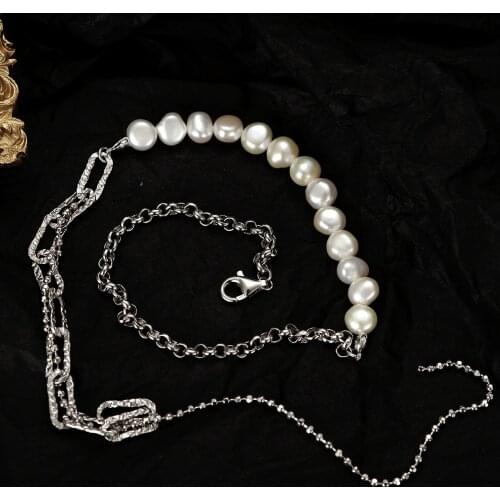 Sterling Silver 925 Necklaces Gifts For Womens Personalized Retro Designer Baroque Pearl Pendants Accessories Fine Jewelry