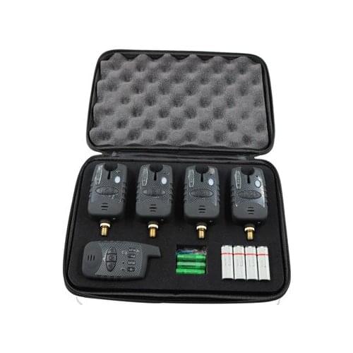 2017 Wholesale Wireless Waterproof Black Carp Fishing Bite Alarm 4+1 Set