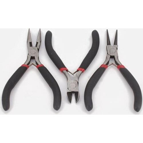 3pcs/set 45# Steel Wire-Cutter Plier Round Nose Plier and Side Cutting Pliers Jewelry Making Tools 18.5x16.5x1.5cm