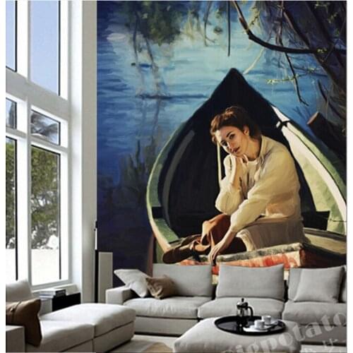 The custom 3D murals,3D Beautiful painting, beauty in the boat papel de parede ,living room sofa TV wall bedroom wall paper