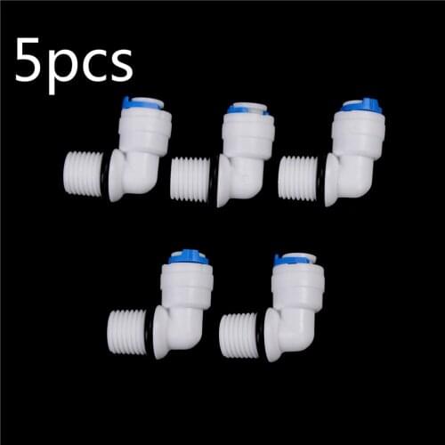 5pcs 1/4" Male Thread - 1/4" OD Tube RO Water Purifier Reverse Osmosis Aquarium System Connector