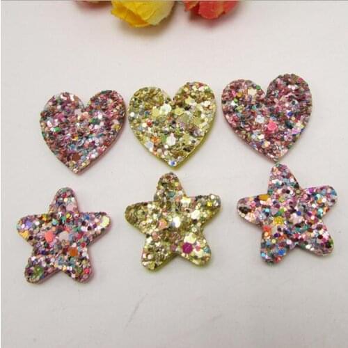 60pcs/lot 2.5cm Mixed Padded Shiny/Glittered Heart Shape Appliques For Kidsc DIY, Baby Headwere Accessorie
