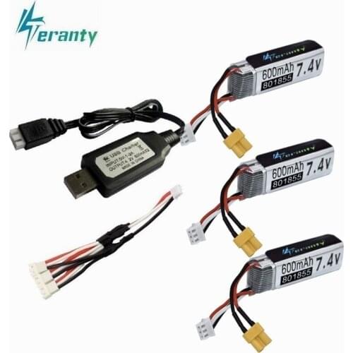 600mAh 7.4V Lipo Battery With 7.4v USB Charger For XK K130 RC Helicopter Spare Parts Accessories 2s Battery 7.4v Drone battery
