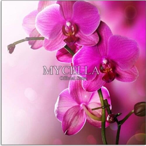 Flowers 5D DIY Diamond Painting Cross Stitch Red Orchid Full Round Rhinestone Mosaic Diamond Embroidery Crafts Gift Home Decor