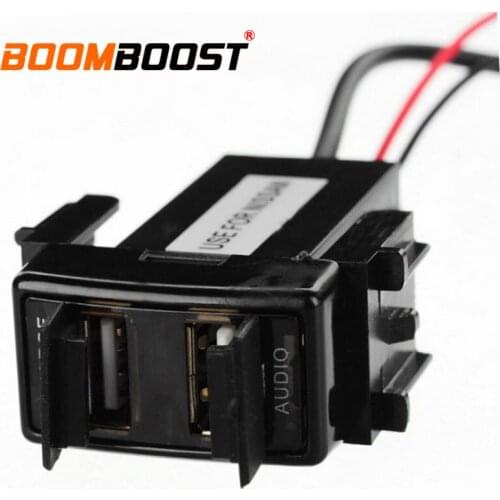 Interface Socket Dual USB Car Charger indoor/outdoor and Audio input function for Nissan 2.1A 12V hot