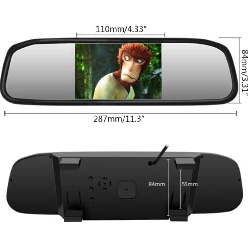 Car High Definition Rear View Mirror Display with 2 Way Video Input Reversing Car Screen Automatic Backup Camera Image T3EF