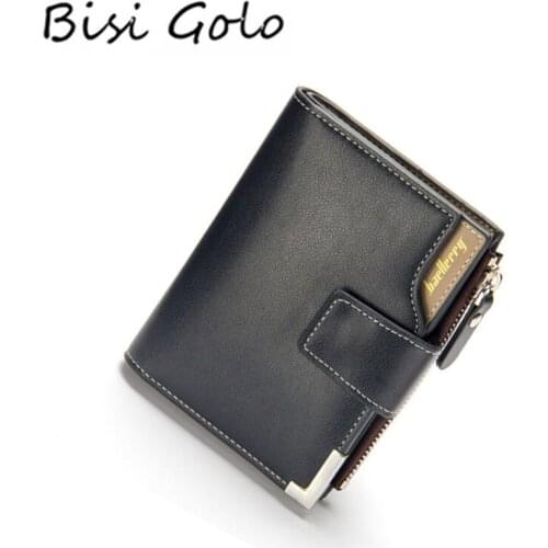 BISI GORO 2020 Short Wallet for Men PU Leather Card Holder Male Purse Casual Slim Wallets Business Zipper Hasp Money Bag