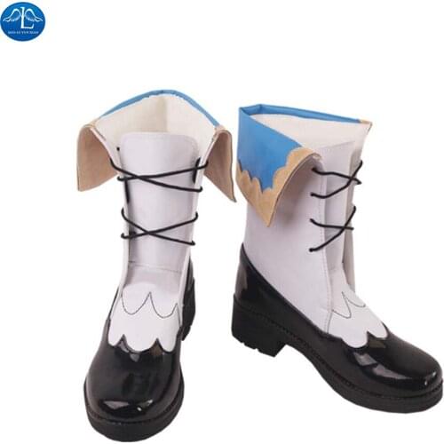 Genshin Impact Cosplay Barbara Cosplay Boots Leather Shoes White Women Halloween Role Play Footwear Thick heel