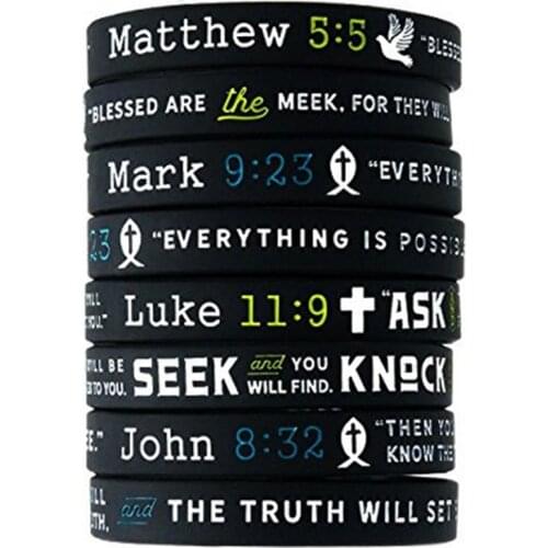 1pcs New Testament Bible Bracelets with Scripture Verses from the Four Gospels Jesus cross silicone wristband bracelet