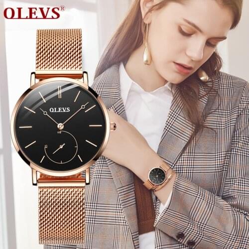 OLEVS Women Watch Rose Gold Ultra-Thin Stainless Steel Watch Ladies Watches TOP Brand Luxury Qaurtz WristWatch Relogio Feminino