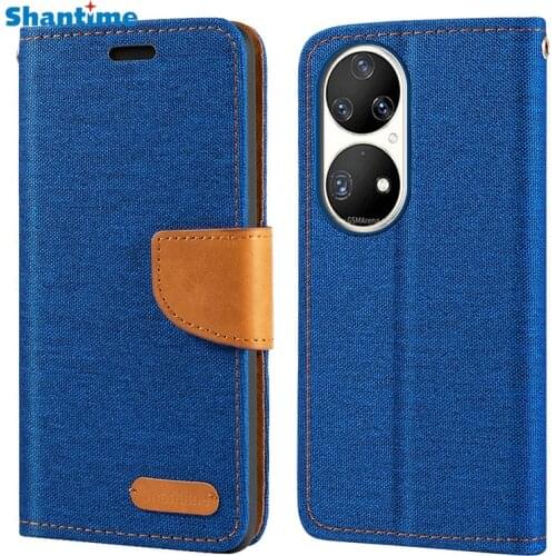 Oxford Leather Wallet Case For Huawei P50 Pro With TPU Soft Back Cover Magnet Flip Case For Huawei P50 Pro Snapdragon 888