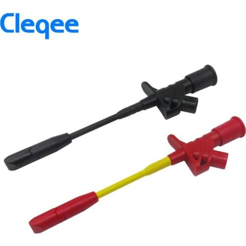Cleqee P5005 2pcs 10A Professional Piercing Needle Test Clips Multimeter Testing Probe Hook with 4mm Socket