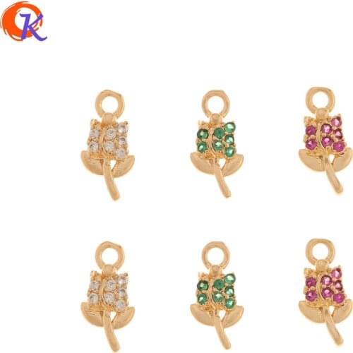 Cordial Design 100Pcs 5*10MM Jewelry Accessories/Pendant/Earrings Connectors/Flower Shape/DIY Earring Making/Hand Made/CZ Charms