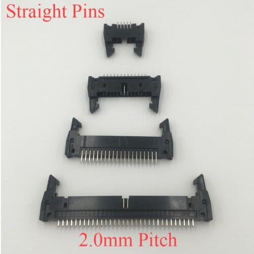 DC2 34P 40P 44P 50P 60P 34 40 44 50 60 Pin 2.0mm Pitch 180 Degree Straight Ejector Header Connector Male PCB IDC Horn Socket Box