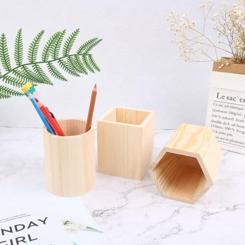 Wooden Holder Pencil Pen Box Kids DIY Coloring Case Tools Creative Pen HolderDesk Office Accessories Pen Holder