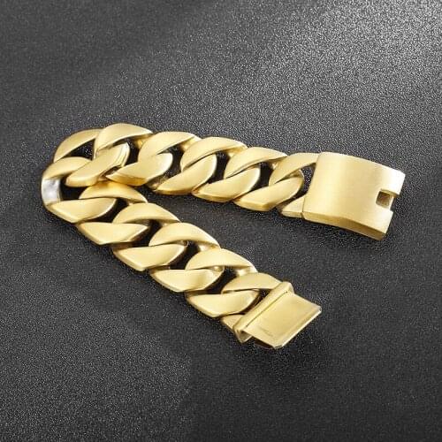 European and American fashion trend jewelry gold 24mm wide titanium steel mens bracelet