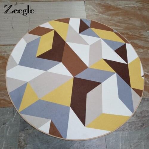 Zeegle European Floor Mat Round Carpet For Living Room Kids Room Mat Welcome Doormat Anti-Slip Computer Chair Area Rug