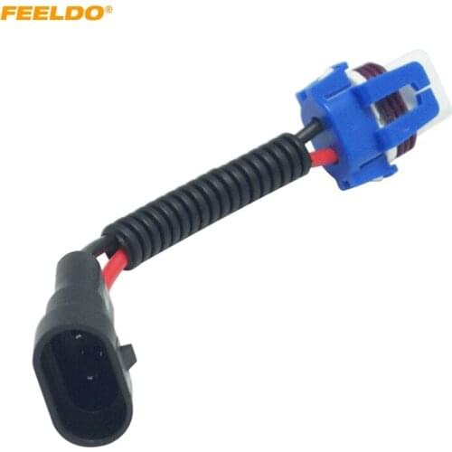 FEELDO 2Pcs 9005 Headlights Bulb Light Connector Harness Wire Plug Extension Ceramic Socket #AM5460