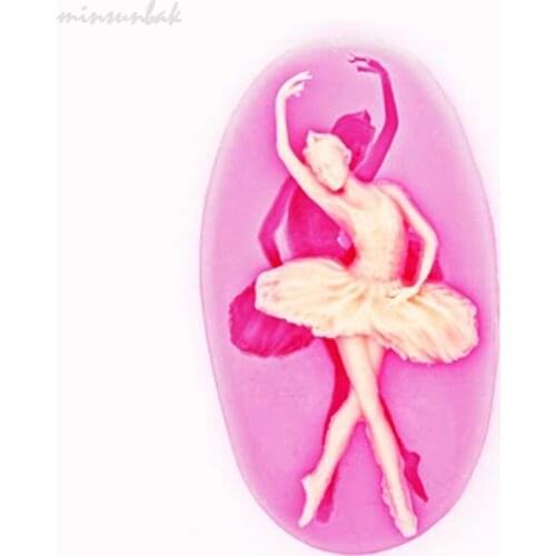 Minsunbak Ballet Girl Cake Baking Mold Fondant Mold DIY Cake Decorating Tool Chocolate Candy Soft Clay Mold