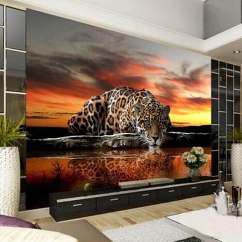 Diantu Custom Photo Wallpaper 3D Stereoscopic Animal Leopard Mural Living Room Bedroom Sofa Backdrop Wall Murals Self Adhesive