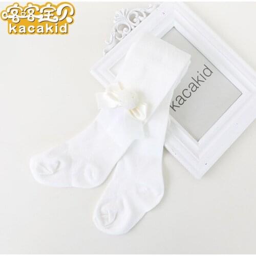 Kacakid Official Baby Girl Tights Solid Bow Knot Girl Tights Lovely Bow Knot Girl Tights Cotton Comfort Lolita Girl Tights 1322