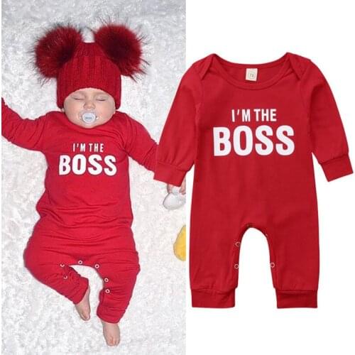 Fashion Cute Newborn Baby Child I'm the BOSS Romper Outfits Christmas Clothing Gifts for Boys Girls Clothes Dropshipping