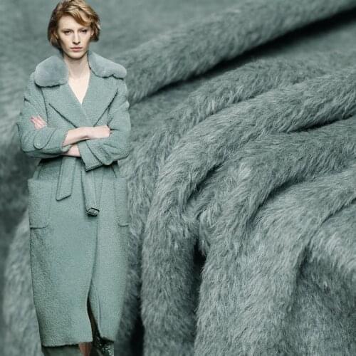 Red Raspberry Green Suri Alpaca Curly Wool Fabrics Garment Maerials Winter Women Overcoat Sewing Cloth Tailor Freeshippin