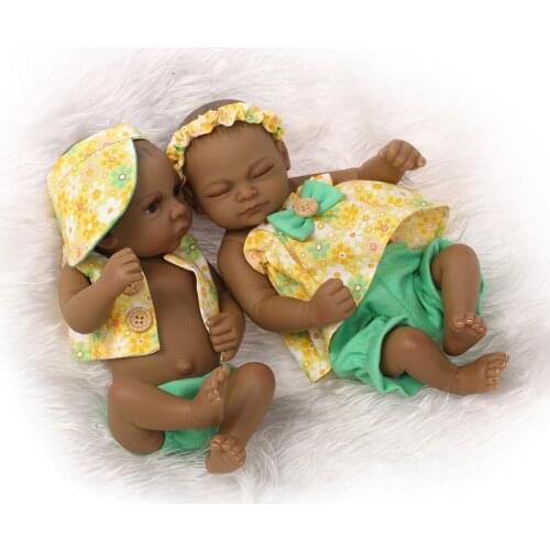 27cm Soft Silicone Vinyl Dolls Reborn Dolls National doll Handmade Cloth Body Lifelike Babies play house toy birthday presents