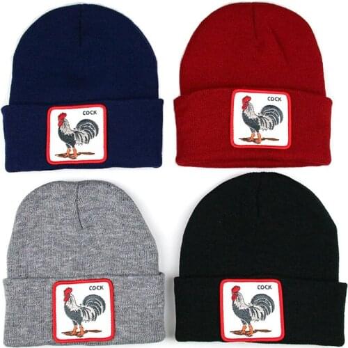 LDSLYJR Animal embroidery Cotton Thicken knitted hat winter warm hat Skullies cap beanie hat for men and women 07