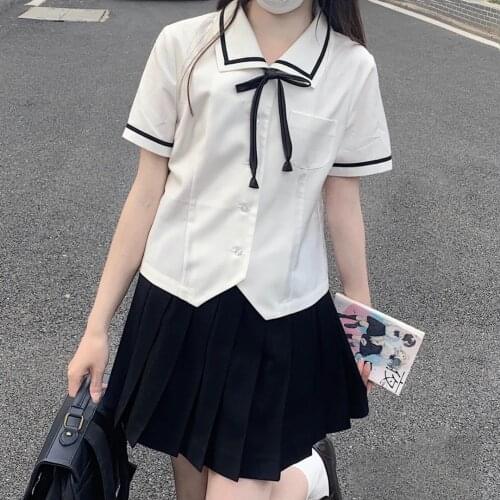 2021 Summer Preppy Style Japanese JK Uniform Suit White Short Shirt Pliad Skirt New Student Fashion Female Pleated Skirt 3-Pcs