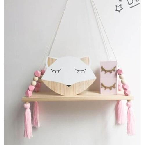 Hot in sell bedroom wall Shelf DIY Original Wood Beads Storage Shelf Organization swing shelf Home Decor kids room wall decorat