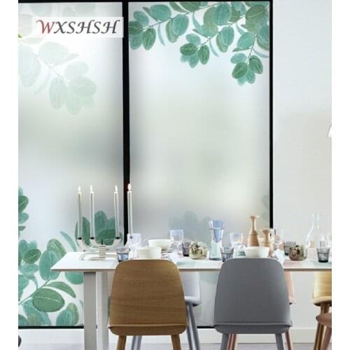 Leaf Pattern Static Cling Glass Film Custom Size PVC Sun-Blocking Private Decorative Tint-Film For Door Window Cabinet Wardrobe