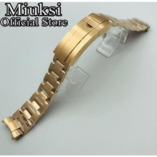 Miuksi 20mm rose gold stainless steel watch band folding buckle fit 40mm watch case mens strap