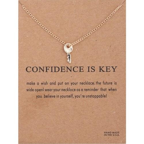 Fashion Key Necklace Women Pendant Clavicle Chain Statement Choker Necklaces Gift Card Collares Mothers Day Jewelry