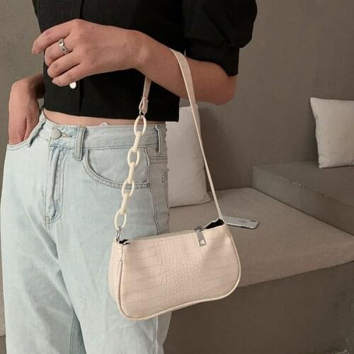 Fashion Exquisite Handbags Retro Women Shoulder Bags New PU Leather Casual Chain Baguette Alligator Leather Party Underarm Purse