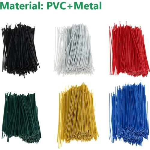 MroMax 500/1000pcs New PVC Metal Oval Cable Ties 0.45*100mm 1000 Pieces 0.55*100mm 1000 Pieces Black White Red Green Yellow Blue