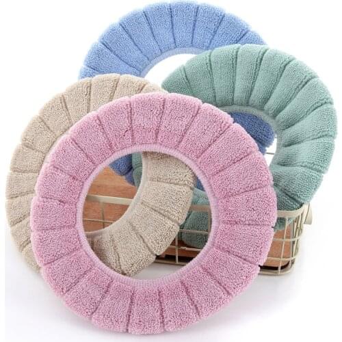 Soft Closestool Mat 1Pcs Pure Color Knitting Pumpkin Pattern Bathroom Accessories Home Decor O-shape Toilet Cover Diameter 36cm