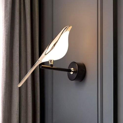 Nordic Postmodern Simple Magpie Magnetic Bird Wall Lamp Luxury Bedroom Bedside Lighting Living Room Background Corridor Aisle Li