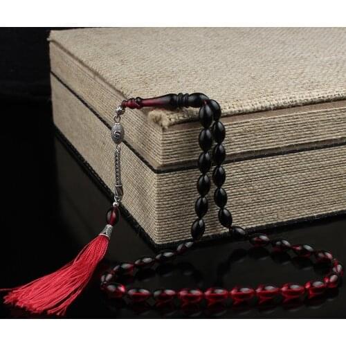 Natural Amber 925 Silver Tassel 33 Beads Pendant Prayer Beads Islamic Tasbih Rosary Men Women Meditation Jewelry From Turkey