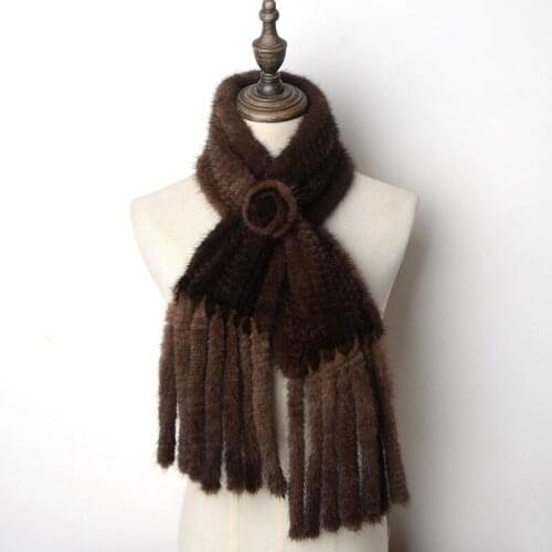 2021 winter new real mink fur woven scarf ladies long paragraph scarf warm color matching