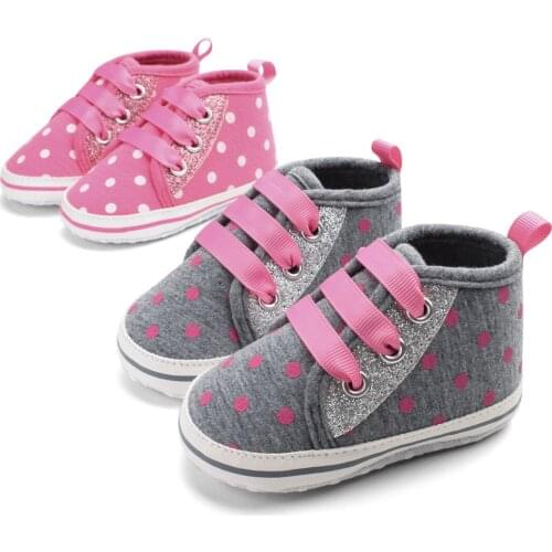 New Baby Girls Toddler Shoes Polka Dot lace Baby Shoes Fashion Sequined Infant Cottons Bebe Anti-slip First walkers