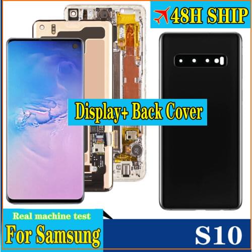 Original LCD for Samsung Galaxy S10 LCD Display Screen Touch Digitizer Assembly Samsung Galaxy 10 Repair Part with back cover