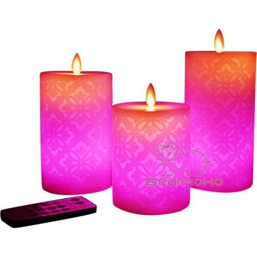 Paraffin Multicolor LED Candles Pattern Remote Control Electronic Birthday Candle Romantic Wedding Smokeless Decorative Candles